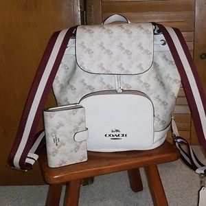 Coach horse and carriage backpack and wallet
